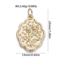 Detailoverzicht van de gouden tulp hanger met afmetingen van 25 mm hoogte en 15 mm breed - Gouden Tulp Bloemen (YSN160-15)