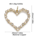 Ciondolo a cuore dorato con perle bianche e zirconi, misura 25mm, peso 1,50g - Cerchio Zircone Perlato (220)