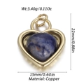Blue heart gemstone pendant with golden copper frame and 22mm size dimensions - Gold Dark Blue Heart Style (YSN144-07)