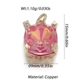 Pink square cut zircon heart pendant in gold finish with copper star setting details - Gold Pink Square Star Style (YSN144-09)