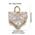Ciondolo a cuore in rame dorato con cristallo trasparente, dimensioni 15x12 mm - Stile Zircone Grande a Griffe (224)