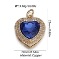 Ciondolo a cuore dorato con pietra centrale blu intenso e accenti di zirconi lucidi - Cuore Zircone Blu Scuro (245)