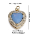 Ciondolo a cuore azzurro con strass bianchi su rame placcato oro, 22 mm x 17 mm - Cuore a Nido Zircone Blu Chiaro (246)