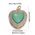 Ciondolo a cuore dorato con gemma verde e zirconi per la creazione di gioielli DIY - Cuore Pavé Zircone Verde (247)