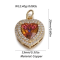 Ciondolo a cuore iridescente in ottone dorato con micro-pavé di zirconi cubici - Cuore Tagliato Iridescente (251)