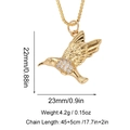 Detailed view of hummingbird pendant with cubic zirconia inlay and golden box chain - Hummingbird Style (XL-420-4) / 14k