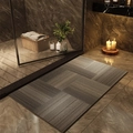 Tapis de bain absorbant en diatomite gris foncé avec texture striée antidérapante - Terre de Diatomée / Mélodie de Bambou / 40*60cm