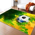 Detail of a soccer-themed area rug with splash art colors on a modern living room floor - 40*60cm / Splatter Art Soccer Design