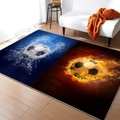 Detail of soccer rug with fire and ice design on light wood floor for home decor - 40*60cm / Ice & Fire Soccer Theme