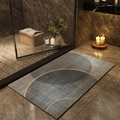 Tapis de bain absorbant avec motifs géométriques simples sur sol en marbre noir - Terre de Diatomée / Pleine Lune / 40*60cm