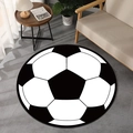 Tapis de salon rond motif ballon de football en boue de diatomée avec antidérapant - 40x40cm / Polaire Douce pour la Peau / Motif de football 7