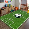 Green soccer field rug for living room with realistic grass pattern and white pitch lines - 40*60cm / Soccer Field Texture Green