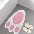 Pink paw shaped cashmere bathroom mat with non-slip backing for home decor - 40*60cm (Imitation Cashmere) / Cute Rabbit Paw (MJXFHJ-3)