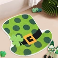 Saint Patrick's Day shamrock leprechaun hat floor mat in emerald green short plush - 40*40cm (Faux Cashmere) / St. Patrick's Day Style 1