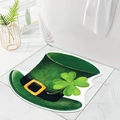 Saint Patrick's Day green clover hat shaped bath mat made of soft faux cashmere on white tiles - 40*40cm (Faux Cashmere) / St. Patrick's Day Style 2