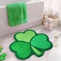 Saint Patrick's clover-shaped bathroom mat in plush faux cashmere with green tones - 40cmx40cm (Faux Cashmere) / Two-tone Green Shamrock Style
