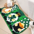 Close-up of soft plush green clover bath mat featuring St. Patrick's Day festive elements - St. Patrick's Day Style 10