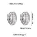 Silver copper hoop earrings with micro-pave white zircon stones and snap closure - Silver Zirconia Pave Style (YSE049-04)
