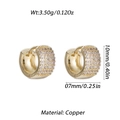 Golden huggie earrings with sparkling zircon stones and technical dimensions - Gold Full Rhinestone Huggie (YSE049-05)