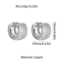 Silver micro-paved zircon hoop earrings in copper, dimensions 10mm by 7mm - Silver Rhinestone Pave Style (YSE049--06)