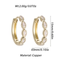 Gold-finished copper hoop earrings with marquise-cut white zircon and size markings - Gold Marquise Rhinestone Style (YSE049-09)
