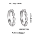 Silver geometric copper hoop earrings with marquise-cut cubic zirconia in 15mm size - Silver Marquise Cut Style (YSE04910)
