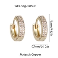Golden micro-pave zircon hoop earrings in copper with dimensions and weight specs - Gold Double Row Pave Hoop (YSE049-11)
