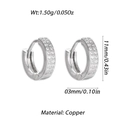 Silver color hoop earrings with pavé micro zircons and technical size measurements - Silver Rhinestone Small Hoop (YSE049-12)