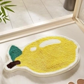 Tapis de bain en forme de citron en faux cachemire doux avec texture pelucheuse - 40x60cm / Polaire Douce pour la Peau / Un bonbon au citron