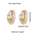 18K gold-plated copper hoop earrings with micro-pave clear cubic zirconia stones - Gold Micro-pave Slim Style (YSE049-13)