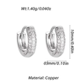 Silver copper huggie earrings with three rows of white cubic zirconia stones - Silver Triple Row Pavé Style (YSE049-14)