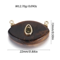 Pendente ovale in occhio di tigre con zircone verde e placcatura oro, 22mm x 13mm - Occhio di Tigre Ovale (YSN167-02)