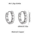 Silver copper huggie hoop earrings with five sparkling cubic zirconia stones - Silver Basic 5-Stone Style (YSE049-16)