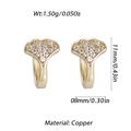 Golden fan-shaped copper earrings with inlaid clear cubic zirconia crystals - Gold Fan Shape Rhinestone Style (YSE049-17)