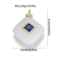 Pendente in pietra naturale con zircone blu in finitura bianca e placcato oro - Quadrato Bianco (YSN167-04)