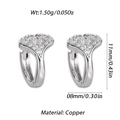 Silver-plated ginkgo leaf hoop earrings with micro-set zircons in fan-shaped design - Silver Ginkgo Leaf Shape Style (YSE049-18)