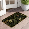 Detalle de alfombra floral vintage de tierra de diatomeas sobre terraza de madera - Tamaño Regular (Tierra de Diatomeas) / Planta Herbal Verde Oscuro