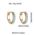 Golden copper hoop earrings featuring light blue turquoise-like stone bead inlays - Gold Blue Bead Decorated Style (YSE049-21)