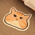 Detail of funny orange cat faux cashmere rug with non-slip texture for bedroom floor - 40*60cm / Faux Cashmere Surface / Grumpy Cat Pattern (MJXK94-2)