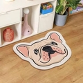 Detail of French Bulldog faux cashmere rug showing the soft texture on a wooden floor - French Bulldog Pattern (MJXK94-9)
