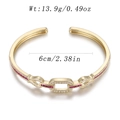 Bracelet jonc plaqué or avec boucle en zircon coloré et breloque ours coeur 6cm de large - Design Chaîne Zirconia Rouge Rubis