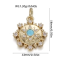 Pendentif soleil doré avec pierre centrale bleue et accents de zircon blanc - Design Soleil Turquoise Doré (YSN161-02)