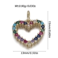 Pendentif cœur avec pierres arc-en-ciel et cadre doré, dimensions de 15mm par 13mm - Cœur Dégradé Arc-en-ciel Doré (YSN161-03)