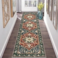 Alfombra de pasillo bohemia con patrón persa vintage sobre suelo de madera oscura - Alfombra De Pasillo Bohemia 6.7-4 / 40*60cm (Terciopelo Suave)