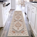 Détail d'un tapis de couloir bohème avec motif floral mandala vintage sur parquet - Tapis De Couloir Bohème 67-5 / 40*60cm (Velours Doux)