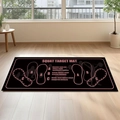 Detail view of squat training mat with foot placement guides on light wood floor - Pink Black (Style 07)