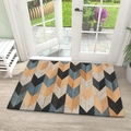 Dettaglio del tappeto in diatomite con motivo chevron colorato su parquet - Parete In Legno Colorata / 40x60cm (Diatomite)