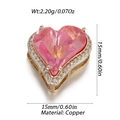 Pendaglio a cuore in oro 14k con micro zirconi e resina glitterata rosa vivace - Ciondolo Cuore Rosa Zirconia (YSD016-1)