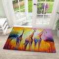 Tappeto in terra di diatomee stile pittura a olio con giraffe colorate su legno chiaro - Giraffa Multicolore / 40x60cm (Diatomite)