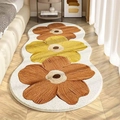 Blumiger Bettvorleger Läufer mit drei Sonnenblumen in Karamell- und Gelbtönen - 40*60cm / Gelber Blumenstil (MJXCHH-2)
